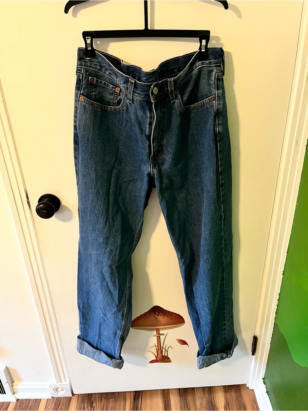Men's Straight Blue Denim Jeans - Classic Straight Fit